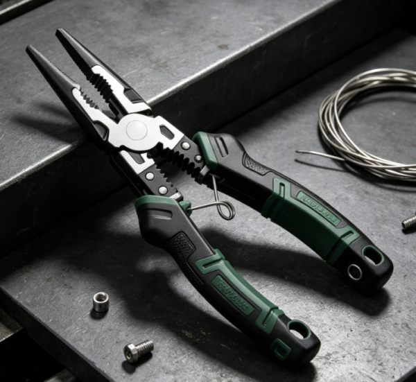 6-In-1 Multi-Function Long-Nose Pliers; Spring-Loaded With Safety Lock