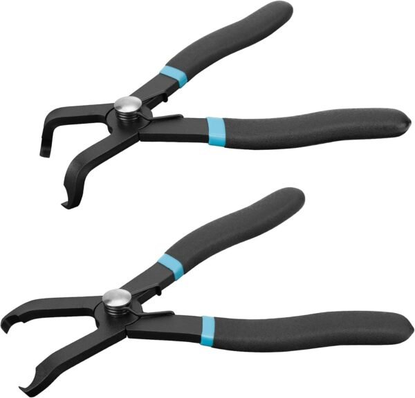Push-Pin Removal Pliers With Offset Jaws And Spring-Loaded Return