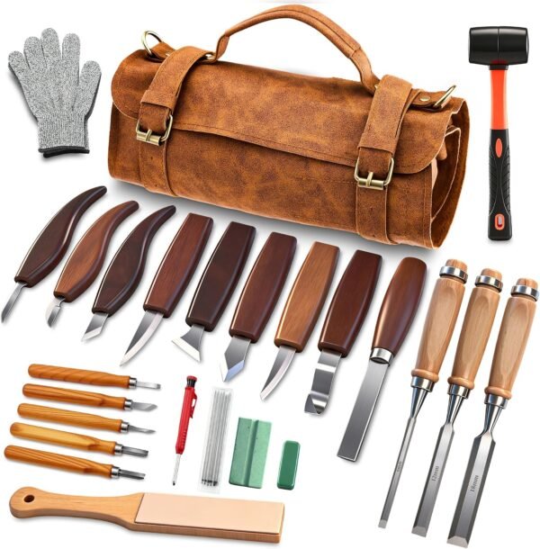 Wood Whittling And Carving Tool Set With Storage